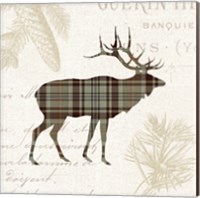 Framed 'Plaid Lodge III Tan' border=