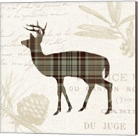 Framed 'Plaid Lodge II Tan' border=