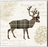 Framed 'Plaid Lodge I Tan' border=