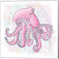 Framed 'Octopus Hot Pink' border=