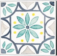 Framed 'Garden Getaway Tile VIII White' border=