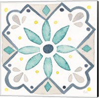 Framed 'Garden Getaway Tile V White' border=