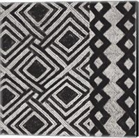 Framed 'Kuba Cloth Mat III BW' border=