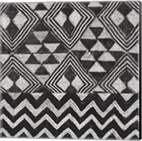 Framed 'Kuba Cloth Mat II BW' border=