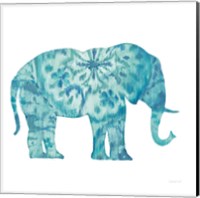 Framed 'Boho Teal Elephant I' border=