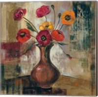 Framed 'Poppies in a Copper Vase II' border=