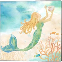 Framed 'Sea Splash Mermaid I' border=