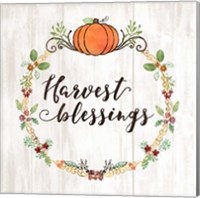 Framed 'Pumpkin Spice Harvest Blessings' border=