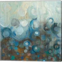 Framed 'Blue and Bronze Dots VII' border=