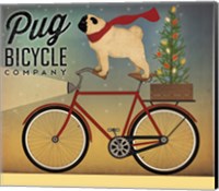 Framed Pug on a Bike Christmas