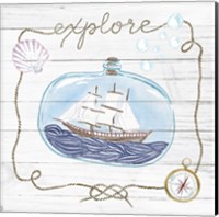 Framed 'Ship in a Bottle Explore Shiplap' border=