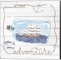 Framed 'Ship in a Bottle Adventure Shiplap' border=