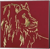 Framed 'Gilded Lion on Red' border=