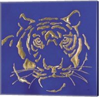 Framed 'Gilded Tiger Indigo' border=