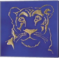 Framed 'Gilded Lioness Indigo' border=