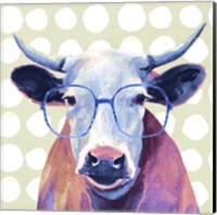 Framed 'Bespectacled Bovine II' border=