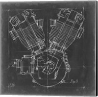 Framed 'Motorcycle Engine Blueprint III' border=