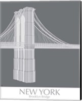 Framed 'New York Brooklyn Bridge Monochrome' border=