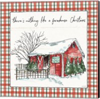 Framed 'Holiday on the Farm IV Plaid' border=