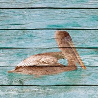 Framed 'Wood Pelican II' border=