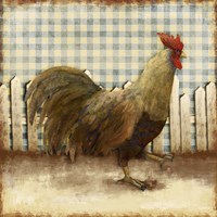 Framed 'Rooster on Damask I' border=