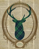 Framed 'Holiday Tartan Deer II' border=