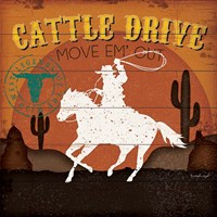 Framed 'Cattle Drive' border=