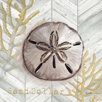 Framed 'Gray Gold Chevron Sand Dollar' border=