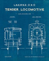 Framed 'Locomotive Blueprint III' border=