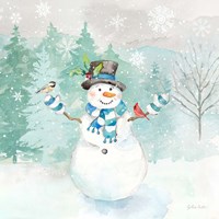 Framed 'Let it Snow Blue Snowman I' border=