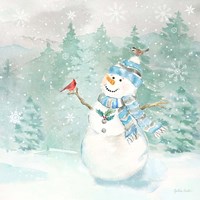 Framed 'Let it Snow Blue Snowman II' border=