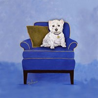 Framed 'Westie on Blue' border=