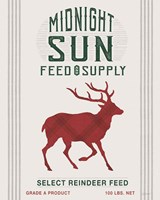 Framed 'Midnight Sun Reindeer Feed' border=