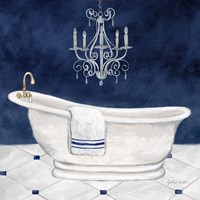 Framed 'Navy Blue Bath I' border=