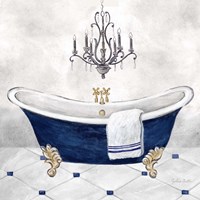 Framed 'Navy Blue Bath II' border=