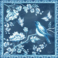 Framed 'Chinoiserie Tile Blue II' border=