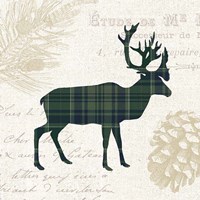 Framed 'Plaid Lodge I Navy Green' border=