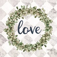 Framed 'Love Eucalyptus Wreath' border=