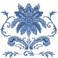 Framed 'Indigo Chintz IV' border=