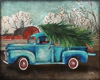 Framed 'Blue Truck and Tree I' border=