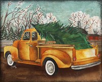 Framed 'Yellow Truck and Tree III' border=