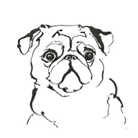 Framed 'Line Dog Pug I' border=