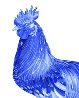 Framed 'Blue Rooster II' border=