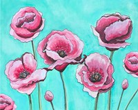 Framed 'Pink Poppies II' border=