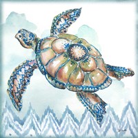 Framed 'Boho Shells I-Sea Turtle' border=