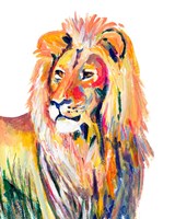 Framed 'Colorful Lion on White' border=