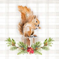 Framed 'Holiday Woodland Garland on Plaid III' border=