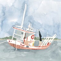 Framed 'Bright Fishing Boat II' border=