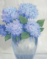 Framed 'Blue Hydrangeas in Vase II' border=