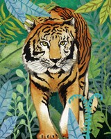 Framed 'Tiger In The Jungle II' border=